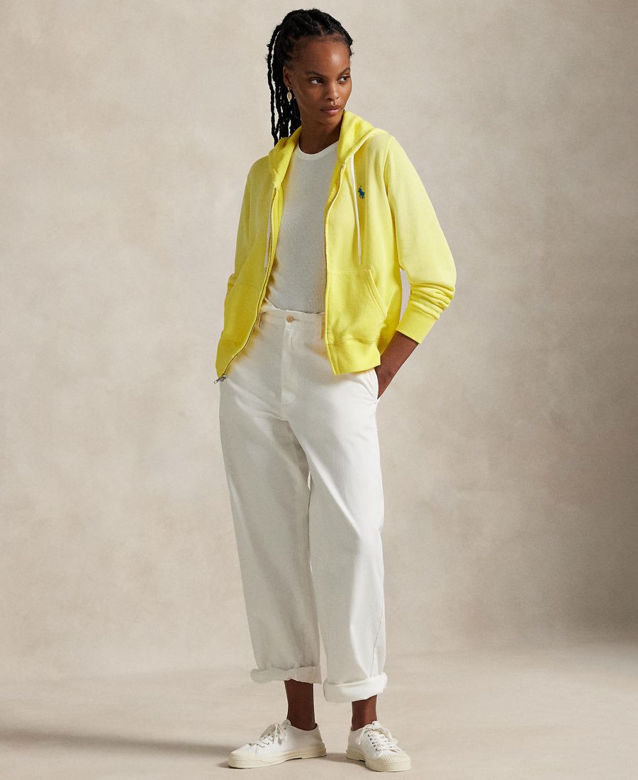 Женская легкая флисовая толстовка с капюшоном на молнии Polo Ralph Lauren, Active Yellow — фото 2