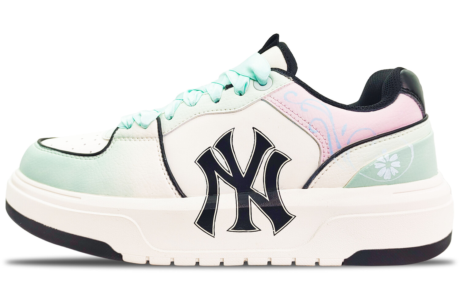 

Кроссовки MLB Chunky Liner Skateboarding Shoes Unisex Low-top Cyan/pink, белый