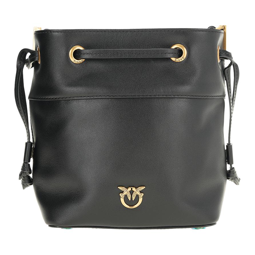 

PINKO Сумма-ведро Love Birds из телячьей кожи, женская наплечная сумка black