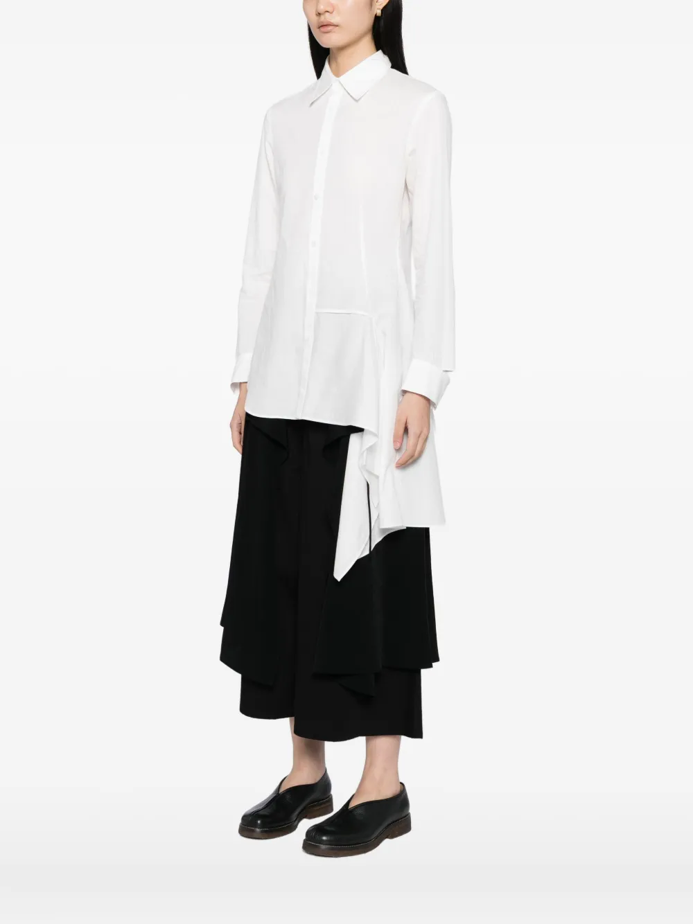 Рубашка с асимметричными вставками Yohji Yamamoto, нейтральный — фото 3