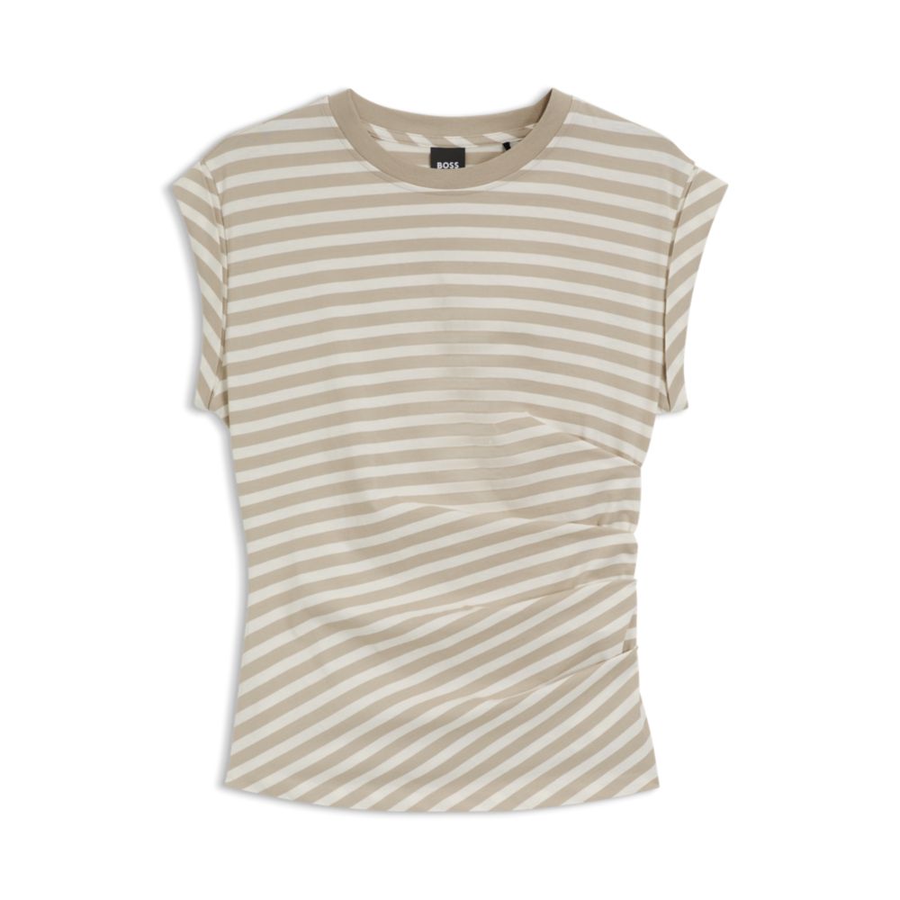 

Полосатый топ из хлопкового джерси со сборкой на талии BOSS, Patterned