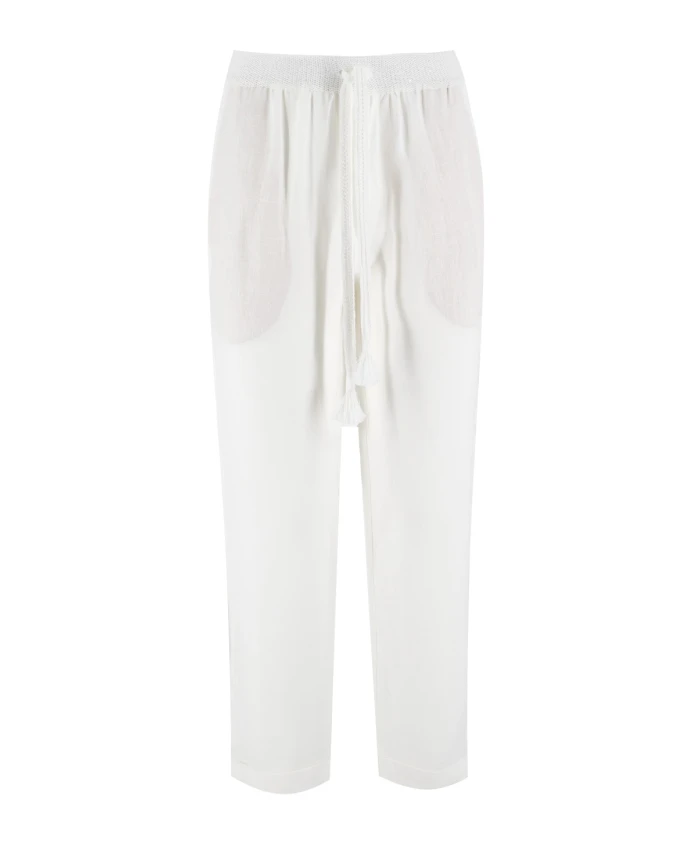 

Стильные льняные брюки на шнуровке Le Tricot Perugia, белый