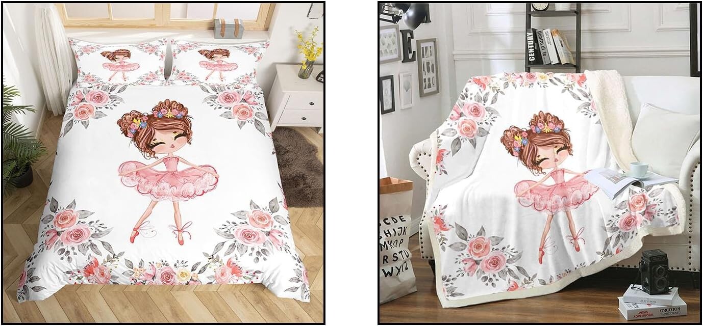 

Erosebridal 4 предмета Girly Ballet Themd пододеяльник + одеяло