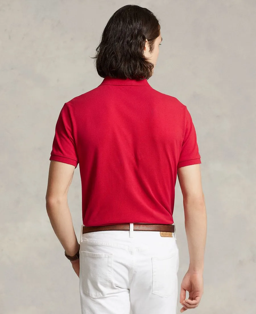 Мужская поло-рубашка Big Pony Custom Slim Fit из сетчатой ткани, стандартного и большого размера Polo Ralph Lauren, красный — фото 2