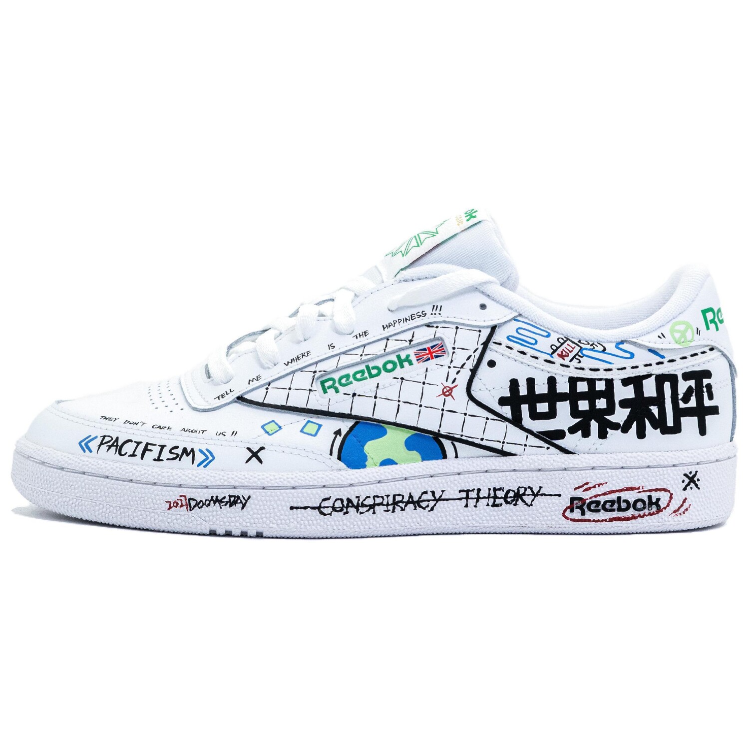 

Скейтборд-кеды Club C унисекс с низким верхом, белый/черный/зеленый Reebok