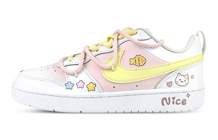 Кроссовки Nike Court Borough Skateboard Shoes Women's Low-Top Pink/Yellow