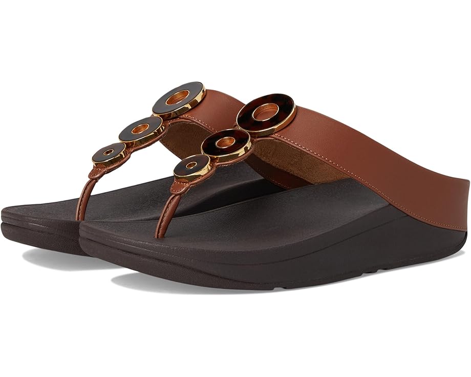 

Сандалии FitFlop Fino Resin-Hoop Leather Toe-Post Sandals, цвет Rich Brown