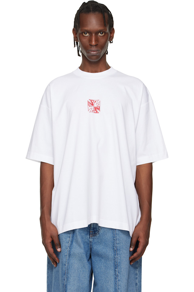 

Футболка с логотипом двойного байкерского креста Vetements, белый