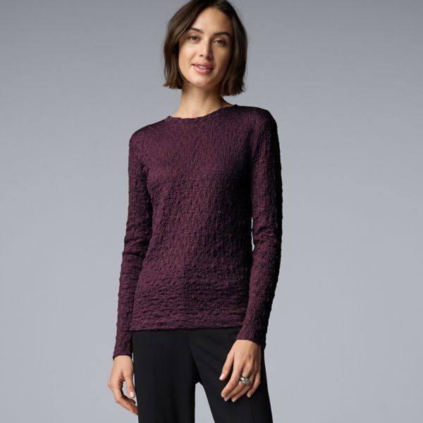 

Женская футболка с длинным рукавом и складками Simply Vera Vera Wang, цвет midnight jam