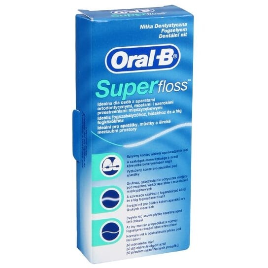 

Ортодонтическая зубная нить, 50 шт. Oral-B, Super Floss