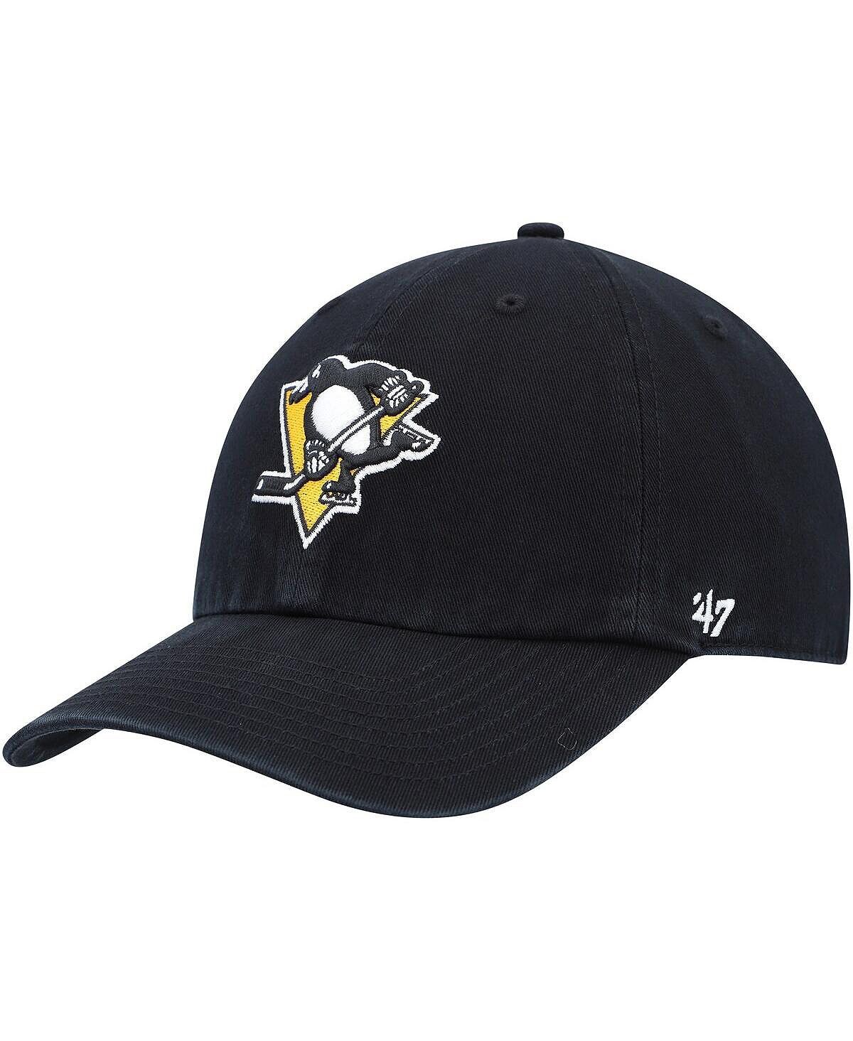 

Мужская черная регулируемая кепка Pittsburgh Penguins Team Clean Up '47 Brand