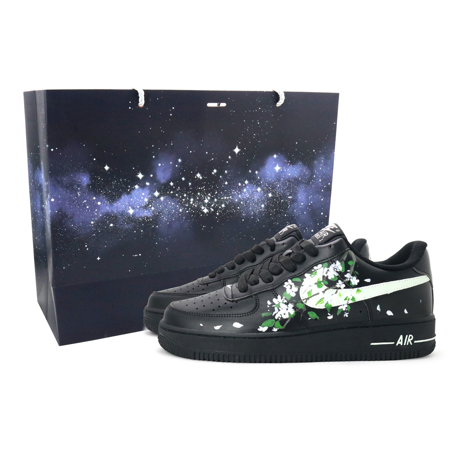 

Кроссовки Nike Air Force 1 скейтерские мужские низкие черно-коричневые в черной сумке для покупок, цвет Black Shopping Bag
