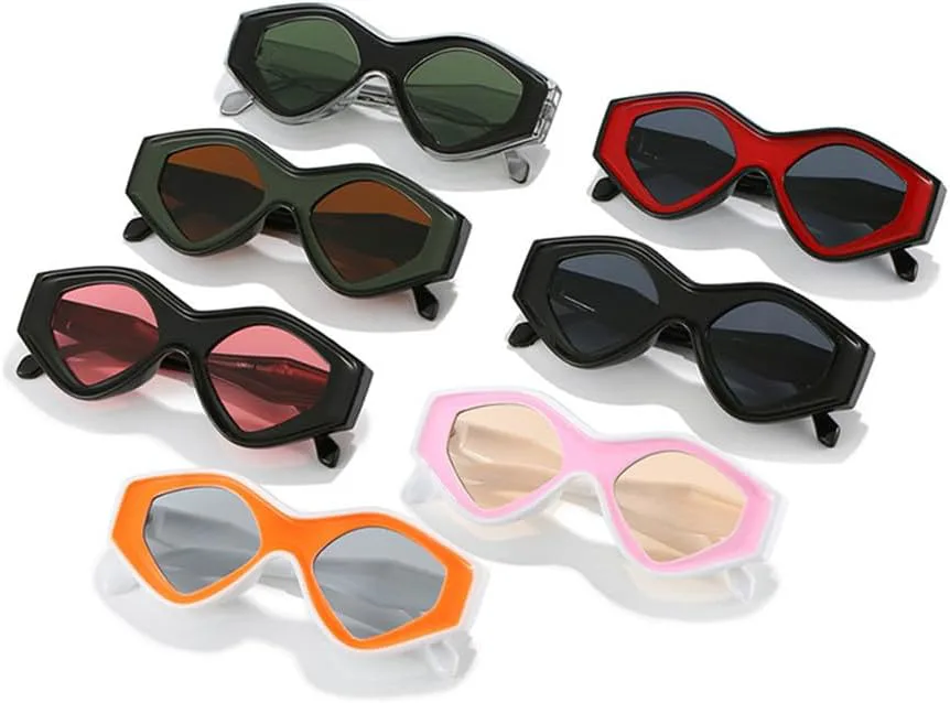 

Винтажные солнцезащитные очки Polygon для женщин, двухцветные солнцезащитные очки для мужчин, нестандартной формы, защита от ультрафиолета UV400 HDUBFY, C3black-pink