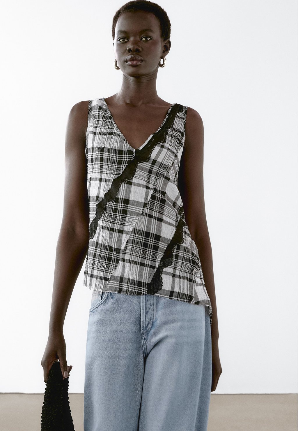 

Топ WITH RIBBONS DETAIL - Blouse Massimo Dutti, черный