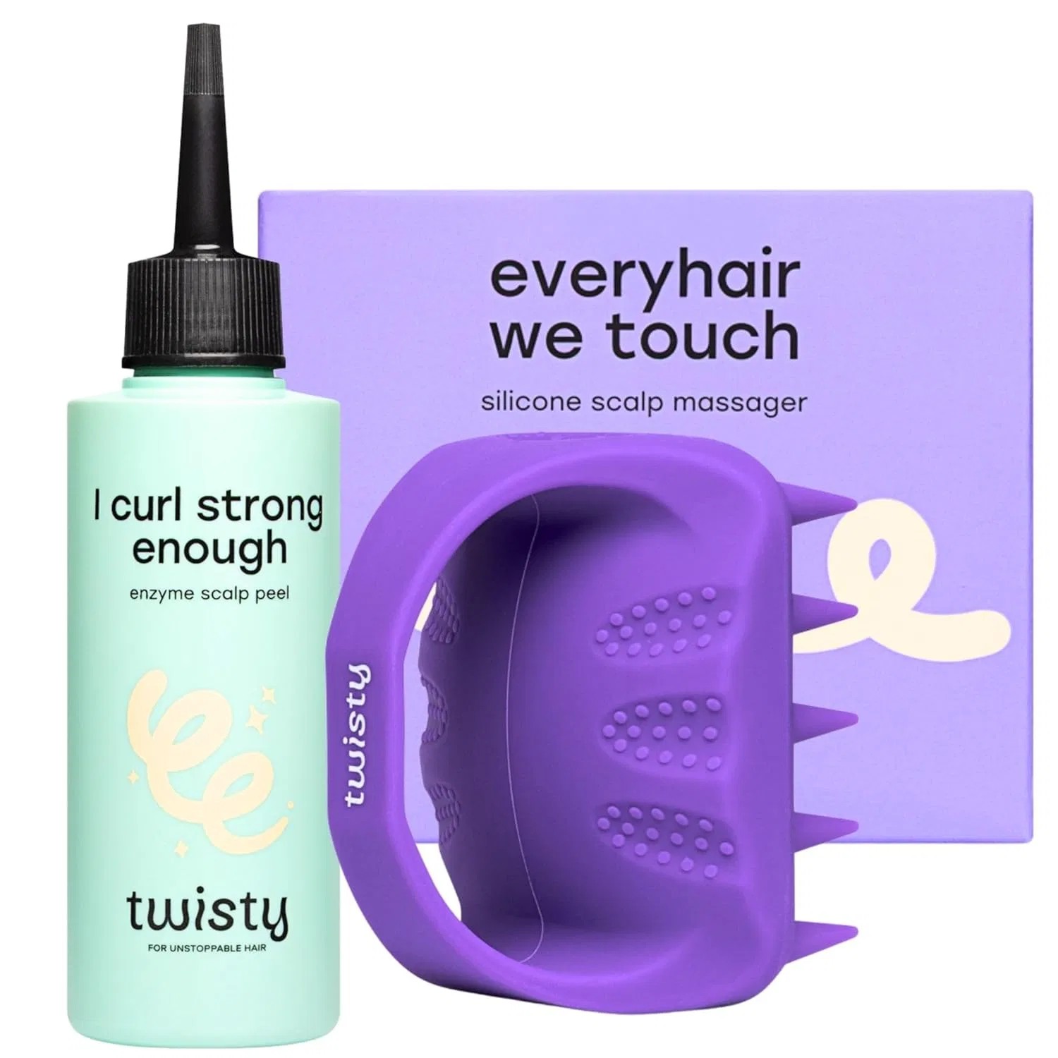 Скраб Twisty — Набор Scalp Set: энзимный AHA и массажер для кожи головы