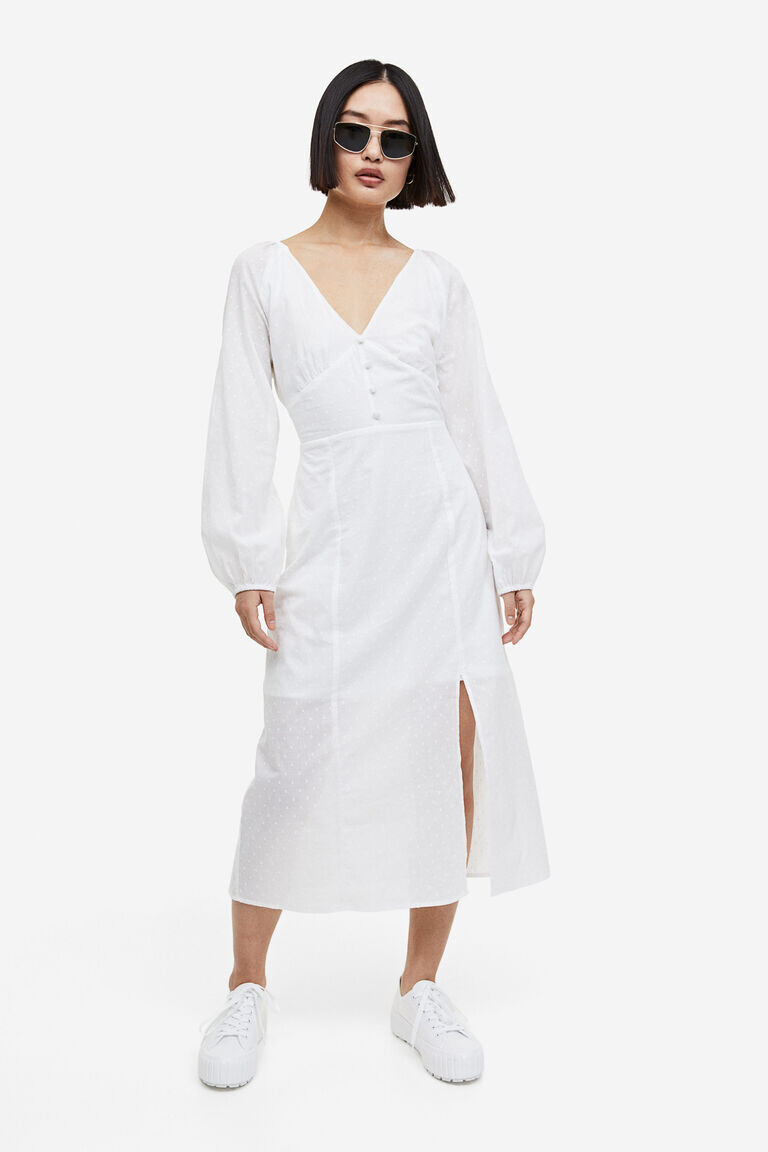 

Платье с объемными рукавами H&M, белый