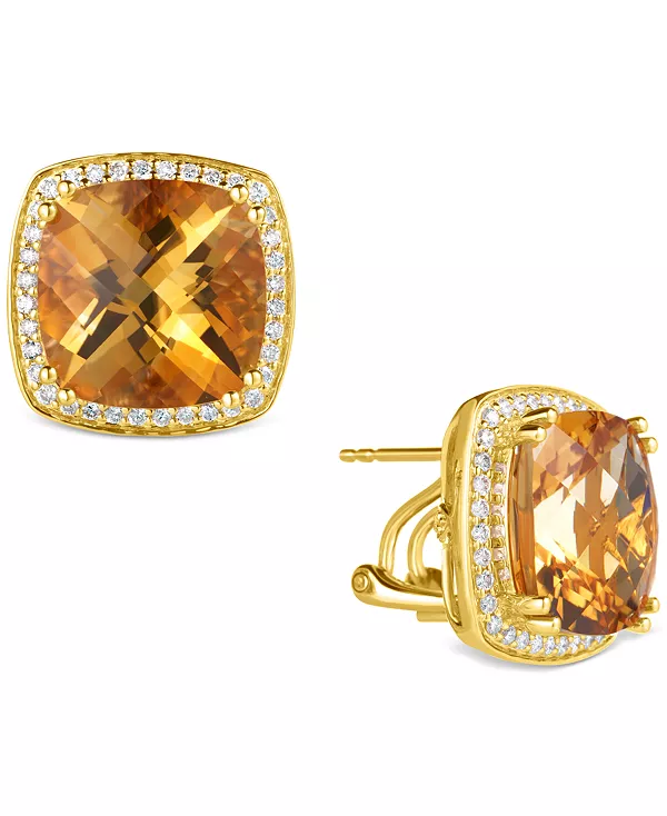 

Серьги-Гвоздики в форме ореола с цитрином (10 карат) и бриллиантами (3/8 карата) из 14-каратного золота Macy'S, citrine