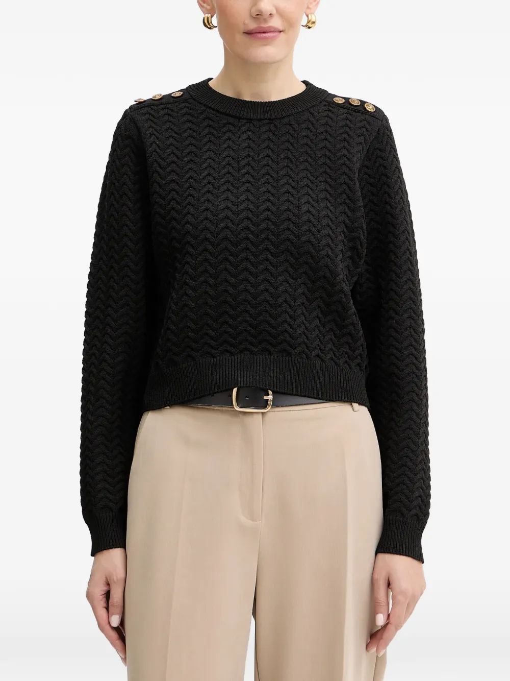 

Свитер с застежкой на пуговицы и узором "шеврон" Guess Usa, черный