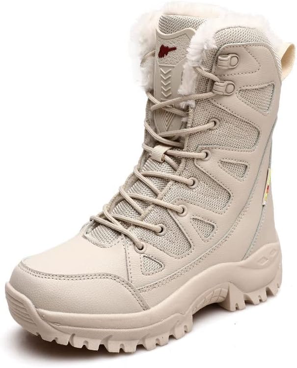 

Женские зимние ботинки, военные ботинки большого размера для боя, мужские и женские высокие ботинки с мягкой и утолщенной походной обувкой Azttoztto, бежевый