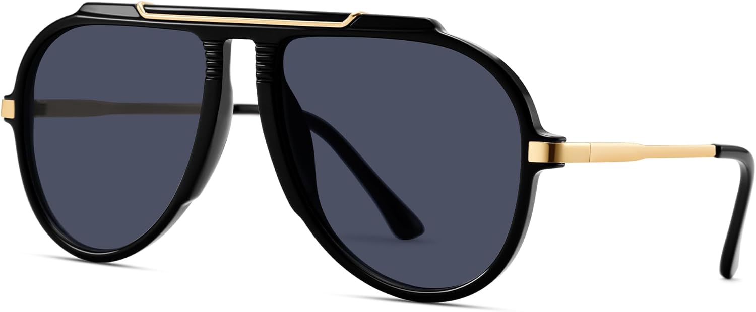 

Солнцезащитные очки-авиаторы Pro Acme увеличенного размера для женщин и мужчин, в стиле ретро 70-х годов, с верхней перекладиной, предотвращающей спутывание линз, Dark Grey Lens / Black Frame