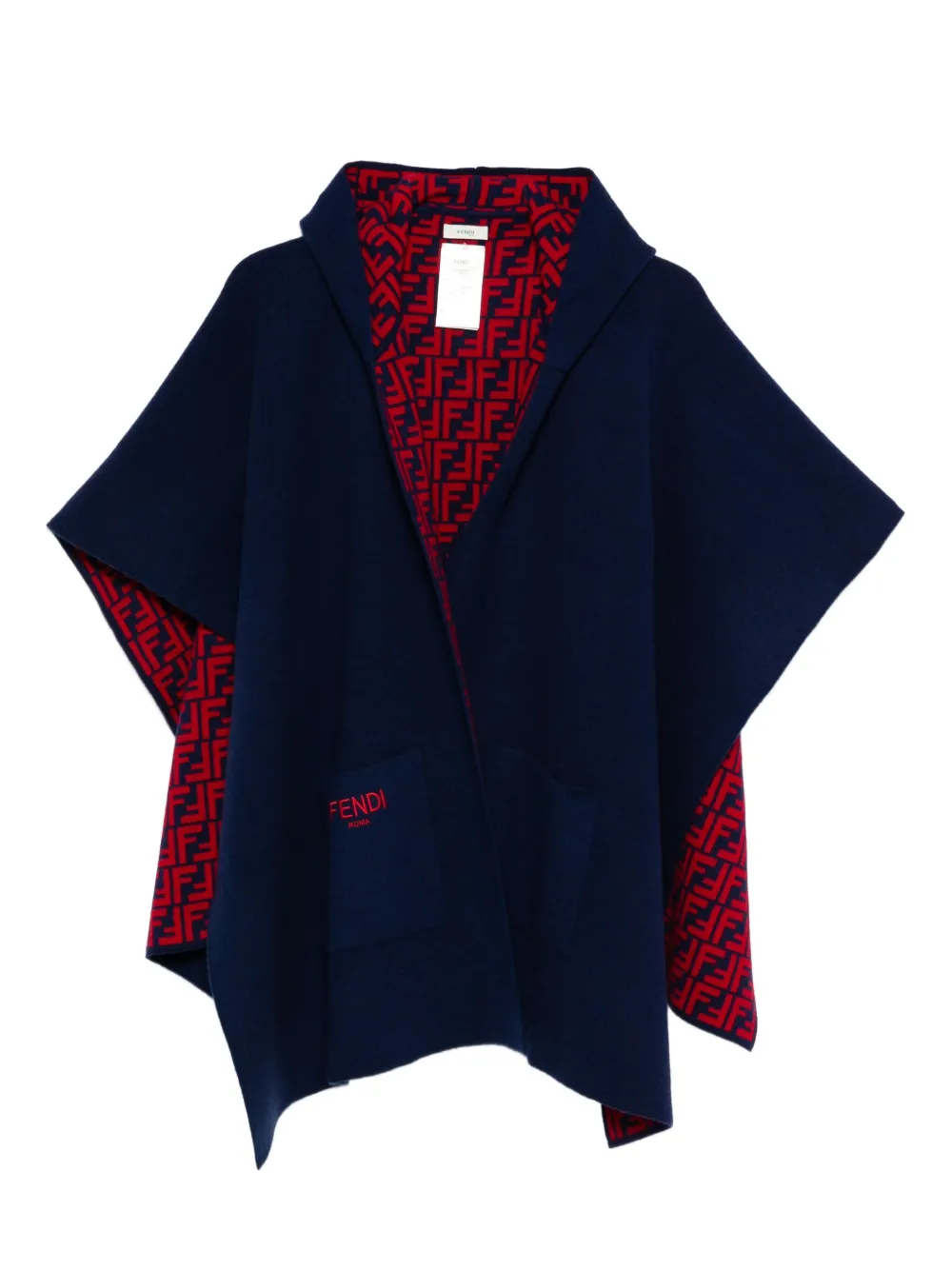 

Кейп с капюшоном и узором FF FENDI KIDS, синий