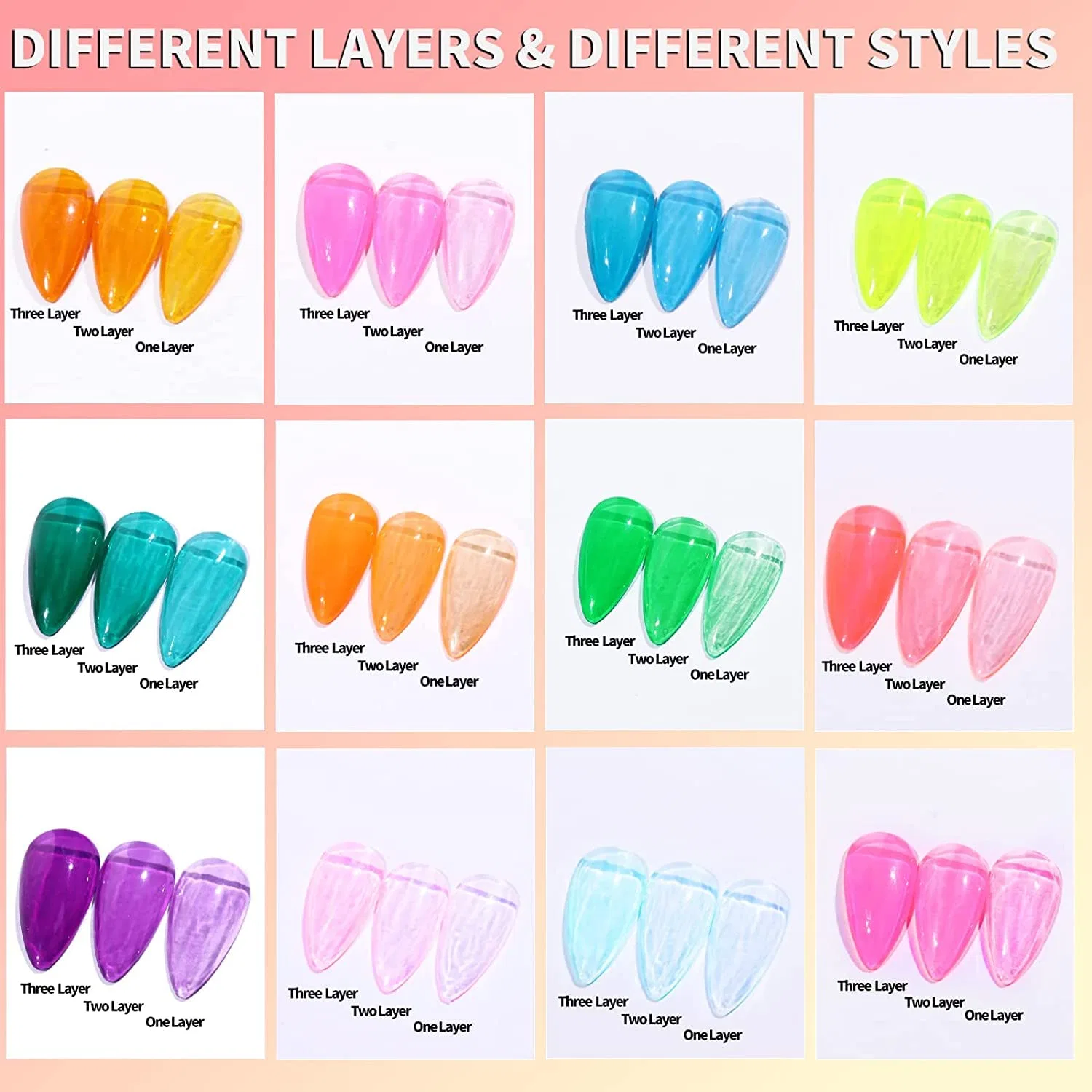 Набор Jelly Crystal UV Nail Polish Set: 12 цветов гель-лака Generisch — фото 3
