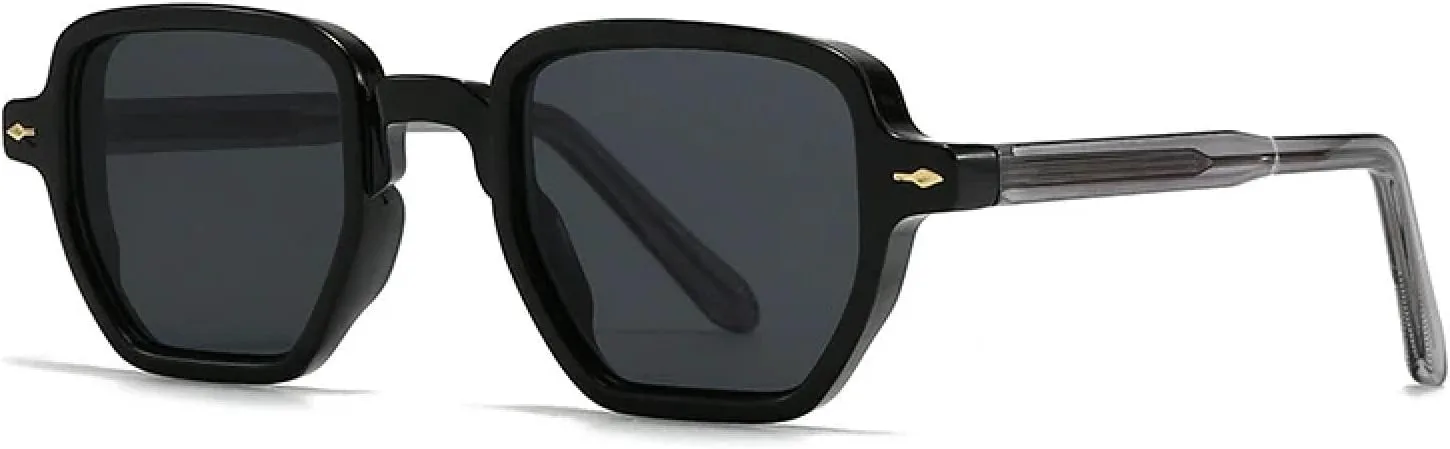 

Популярные маленькие солнцезащитные очки для женщин и мужчин в стиле ретро с заклепками, защита от УФ-излучения UV400 с градиентом UATXTAU, Black Grey Grey