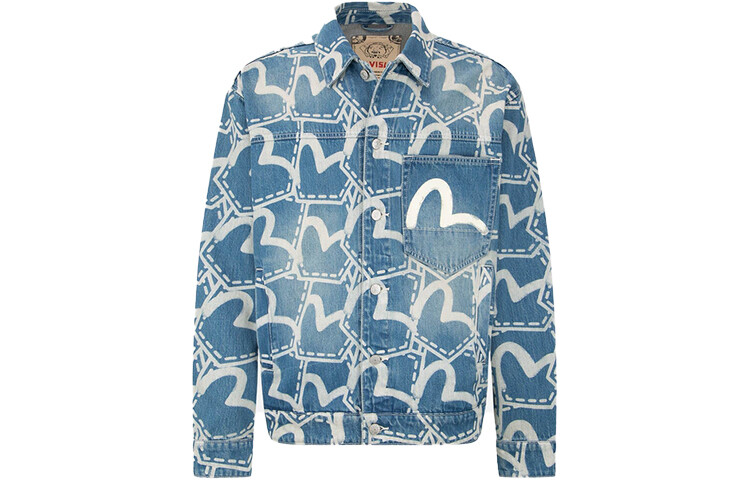 

Джинсовая куртка мужская джинсовая синяя Evisu, синий