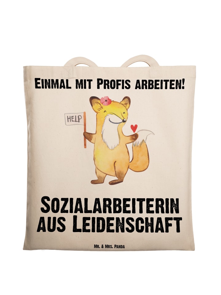 

Сумка Mr. & Mrs. Panda Tragetasche Sozialarbeiterin Leidenschaft mit S..., кремовый
