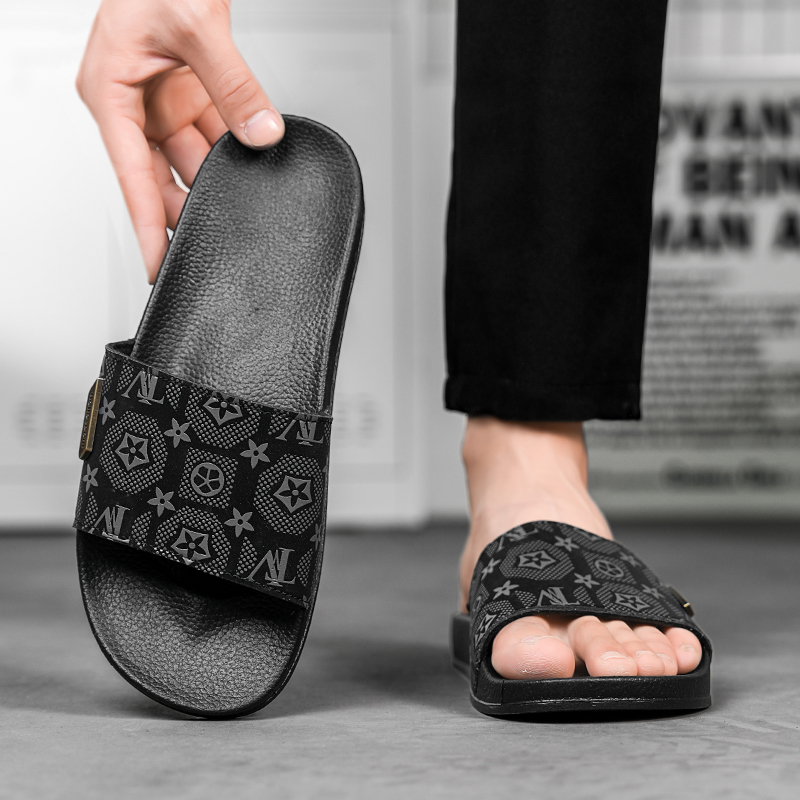 PAIBLOKS Тихие противоскользящие шлепанцы мужские серые, цвет Gray — фото 4