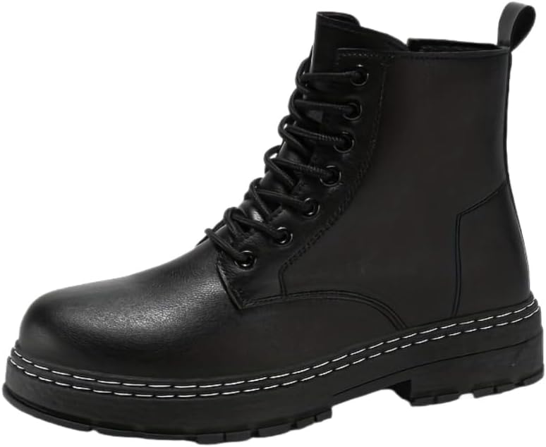 

Высокие повседневные мужские ботинки большого размера FmShi - черные с боковой молнией, шнуровкой, прочной подошвой из ПВХ, удобные для осени и зимы, с боковой молнией, деловой стиль