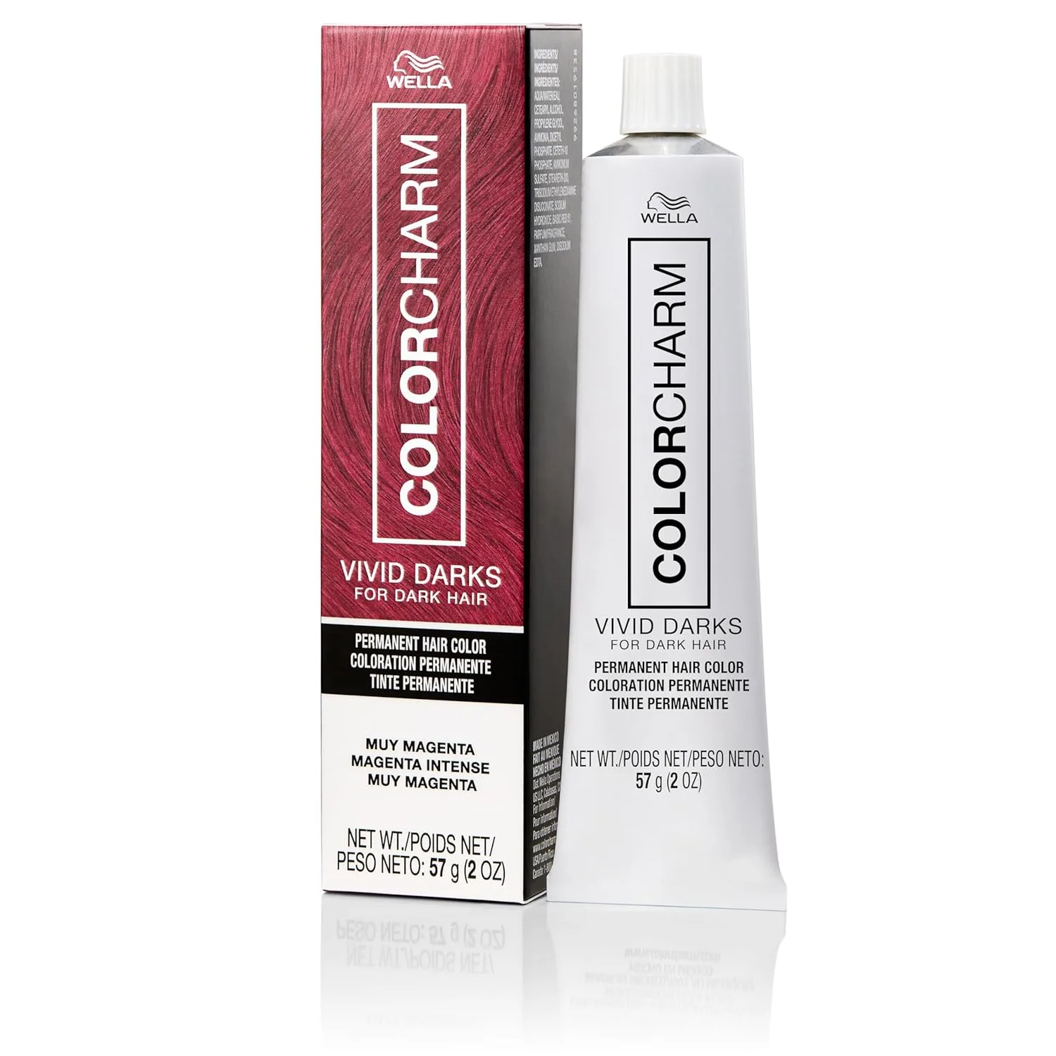 COLORCHARM VIVID DARKS Permanent Cream Color, стойкий крем-краска для темных волос, поднимает тон на 3-4 уровня без осветления, с питательными липидами и веганской формулой, 59 мл, Muy Magenta, Vibrant Fushia Red