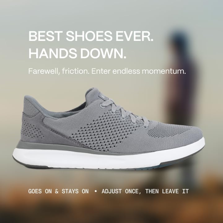 Кроссовки Kizik Slip On: Lima- удобные для повседневной носки, с Hands-Free, дышащий верх из трикотажа, мужские и женские прогулочные обувь с поддержкой свода стопы, серый — фото 3