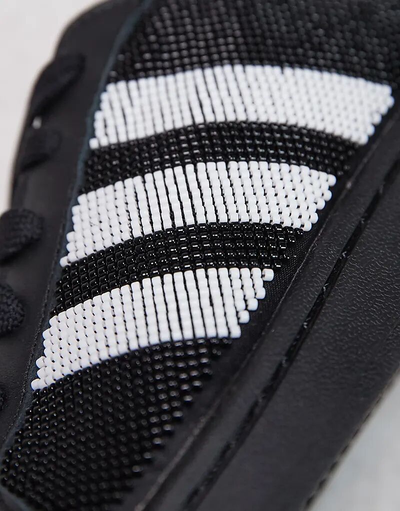 Кроссовки Adidas Originals Superstar II с бусинами в черно-белом цвете — фото 4