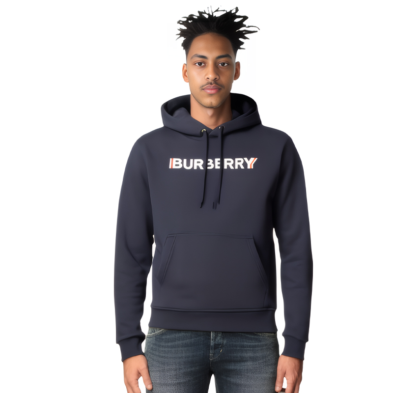 

Хлопковый худи с логотипом Burberry, морской синий