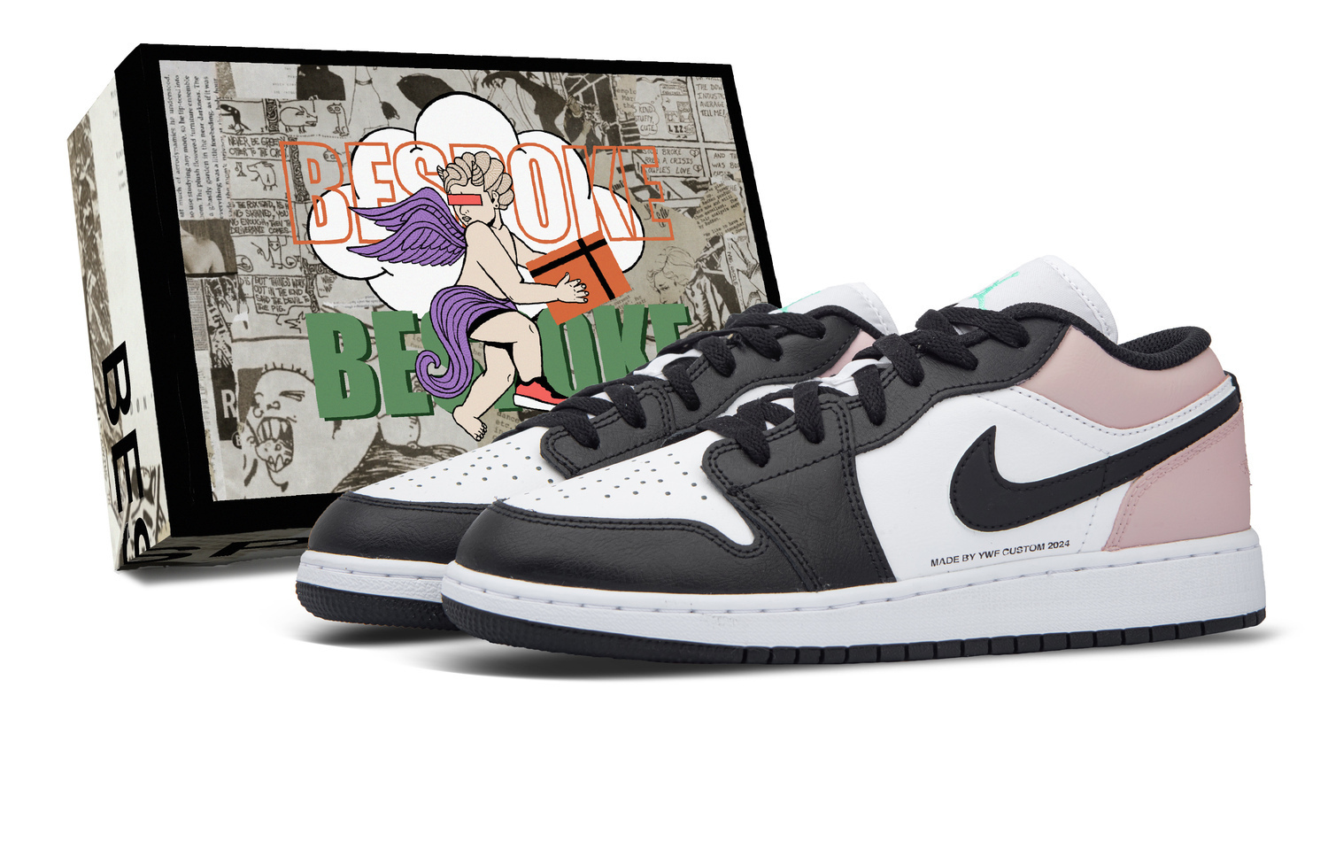 

Jordan Air 1 LOW Cushioning, Wear Resistant низкие детские скейтбординговые кроссовки Black Pink для подростков