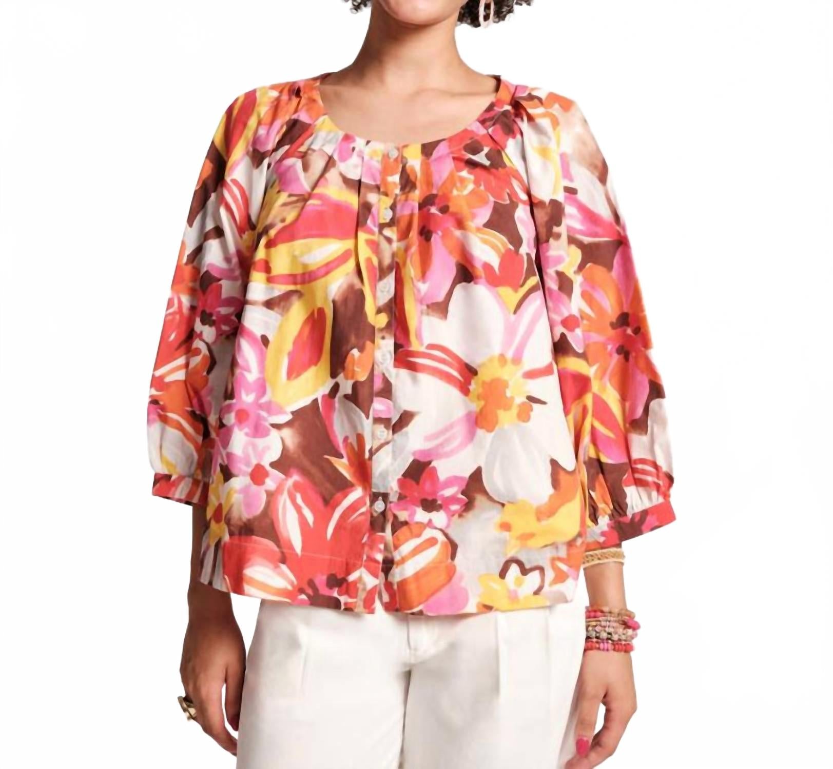 

Зои Блузка с плиссировкой в солнечном цветочном принте Frances Valentine, Sun Floral