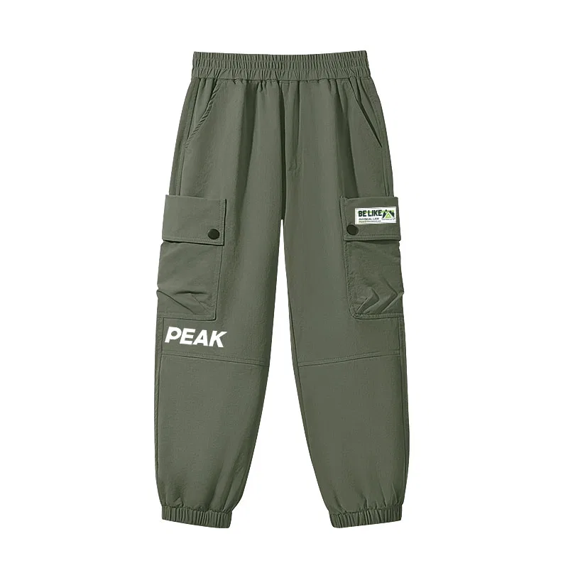 Детские карго-штаны с принтом PEAK Army Green