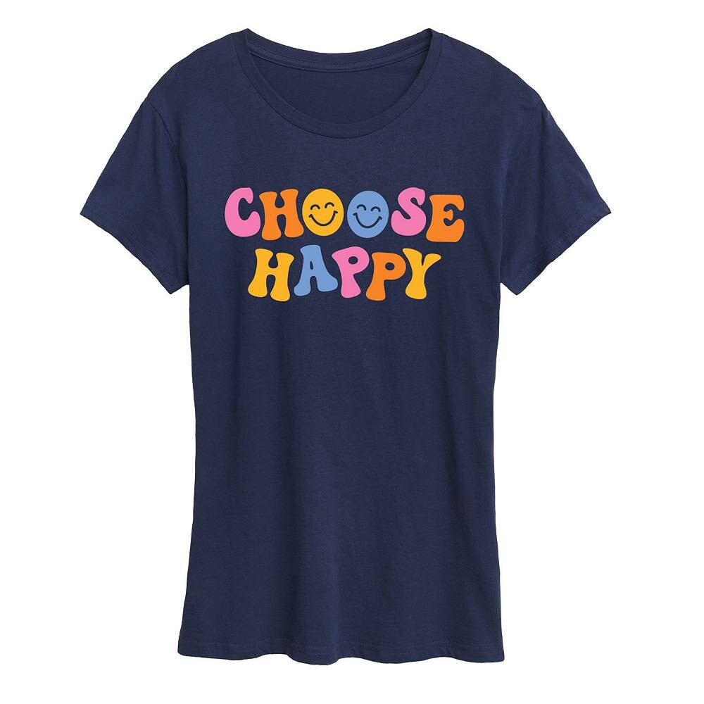 

Женская футболка Choose Happy с рисунком Licensed Character, темно-синий