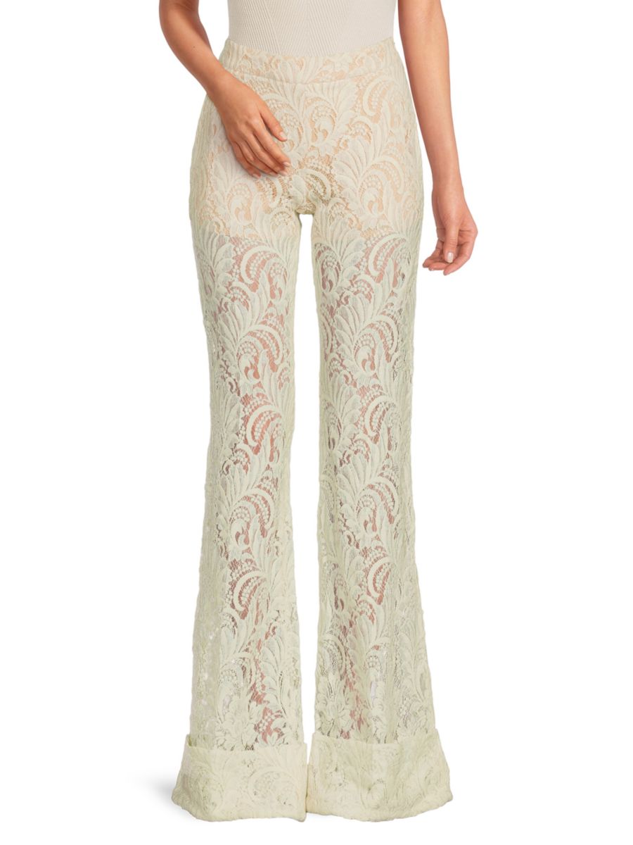 

Кружевные брюки Amira из смесовой шерсти Stella McCartney, слоновая кость