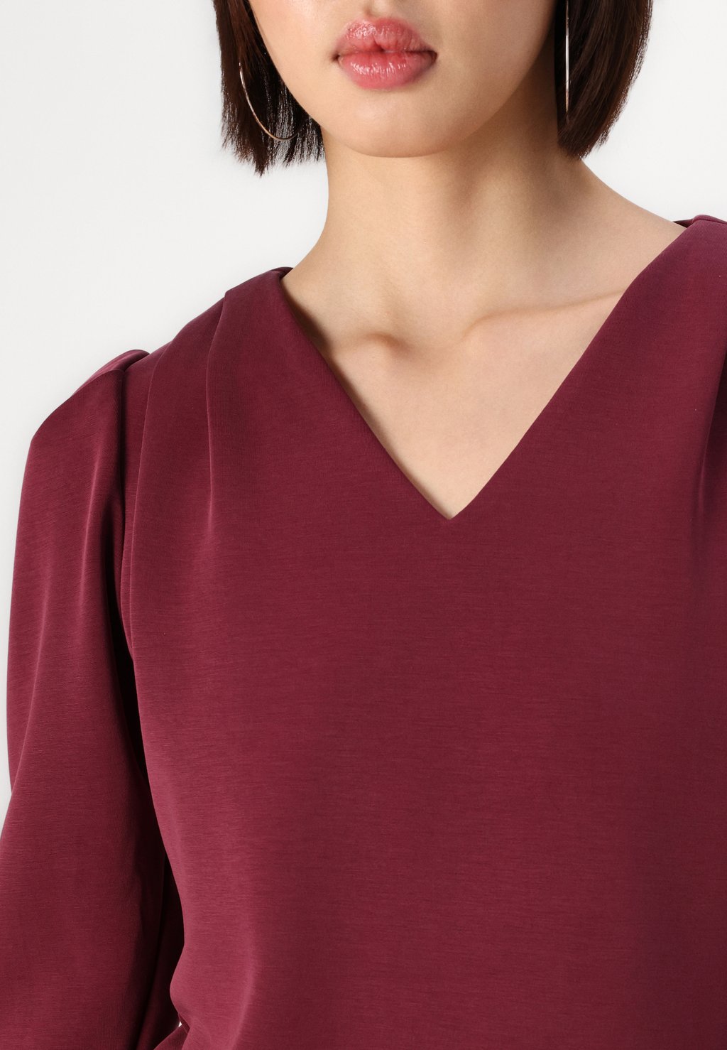 

Топ с длинными рукавами SLFFENJA V NECK Selected Femme, бордовый
