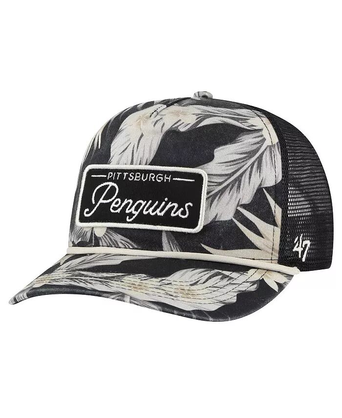 

'47 Brand Мужская черная кепка Trucker с принтом Tropicalia Allover от Pittsburgh Penguins, регулируемая 5th & Ocean