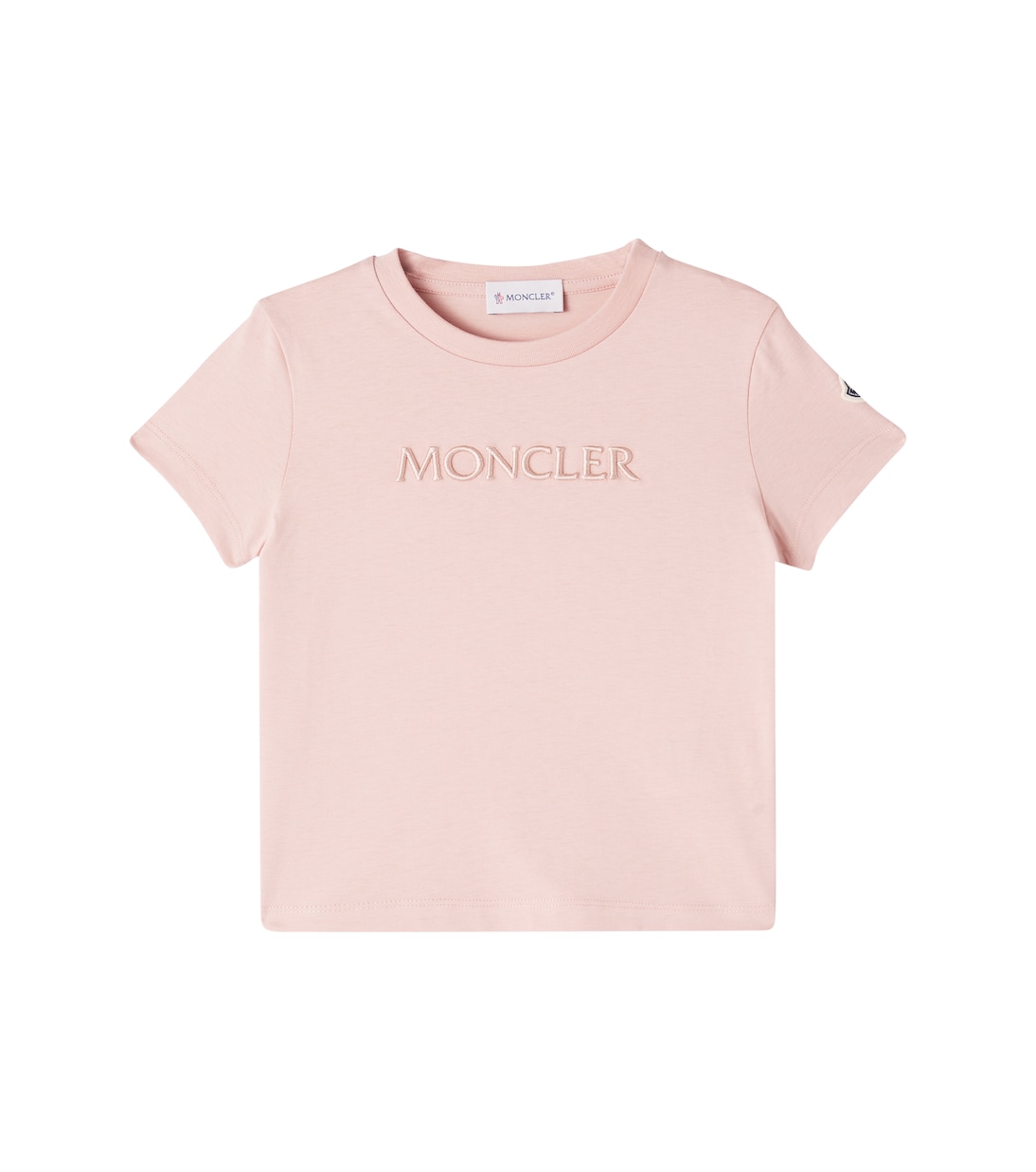 

Футболка из хлопкового джерси с вышитым логотипом Moncler Enfant, розовый