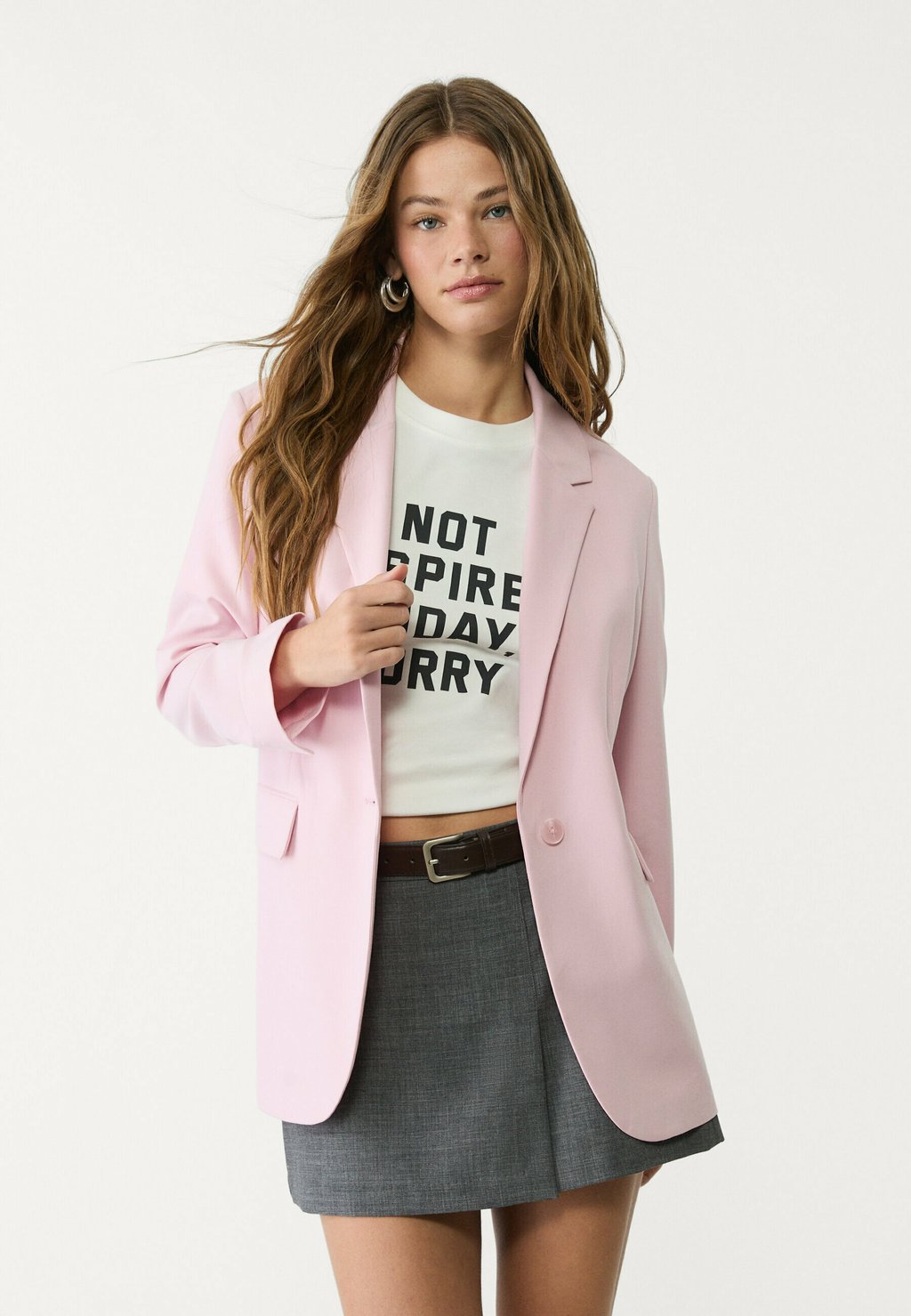 

Блейзер REGULAR FIT Stradivarius, светло-розовый