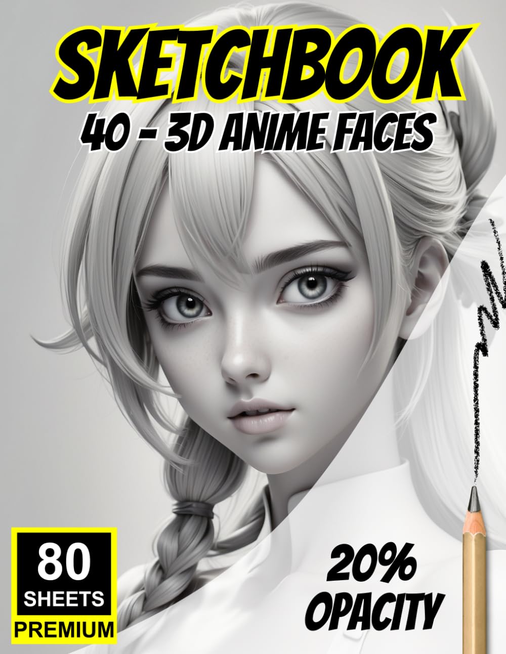 

Sketchbook: 40 - 3D Anime Faces To Sketch: Full-Page Light Opacity Templates - 80 Sheets for Tracing, Practicing & Perfecting Drawing Skills (Independently published)