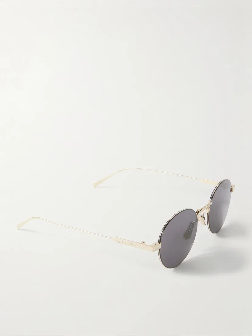 Золотые солнцезащитные очки Oro Round-Frame CELINE EYEWEAR, золотой — фото 3