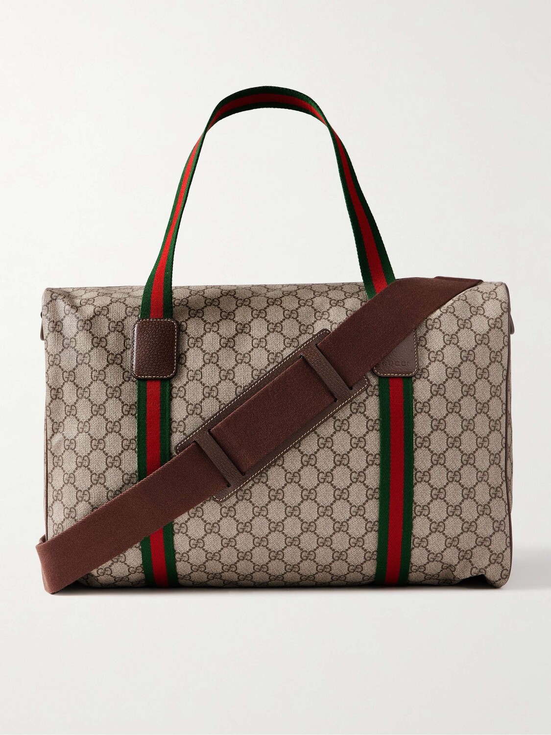 

Холщовая сумка с покрытием Supreme с монограммой Supreme и отделкой из кожи и лямок GUCCI, бежевый