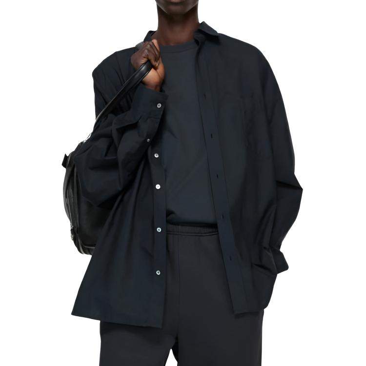 Acne Studios Мужская рубашка с черными лацканами, средней высоты — фото 4