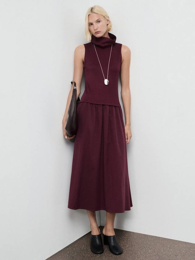 

Платье миди Ginebra без рукавов Mango, Dark Red