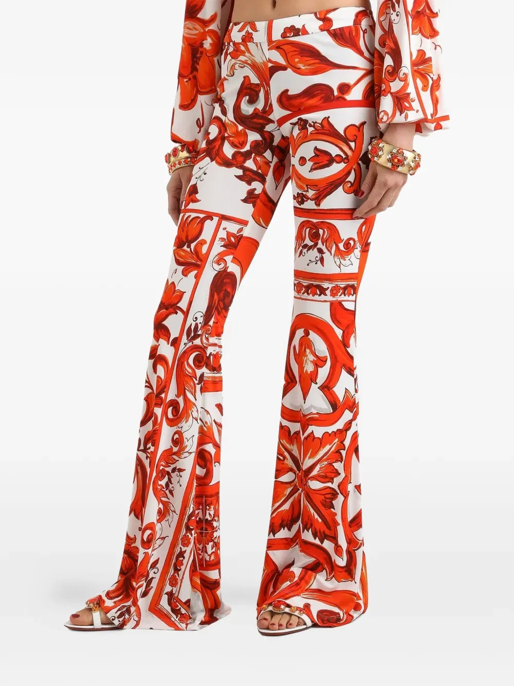 Длинные расклешенные брюки Dolce & Gabbana, белый — фото 4